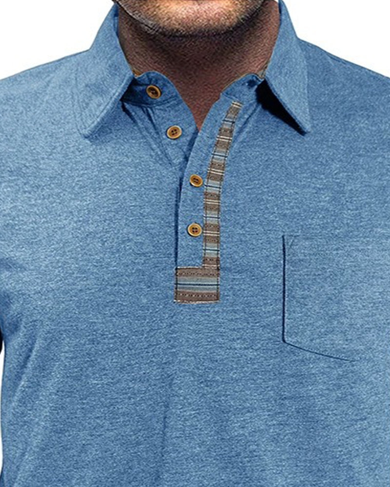 Men's Button Lapel Polo Blouse