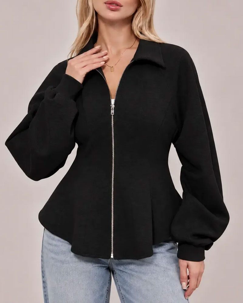 Lapel Zippered Pleated Waist Coat