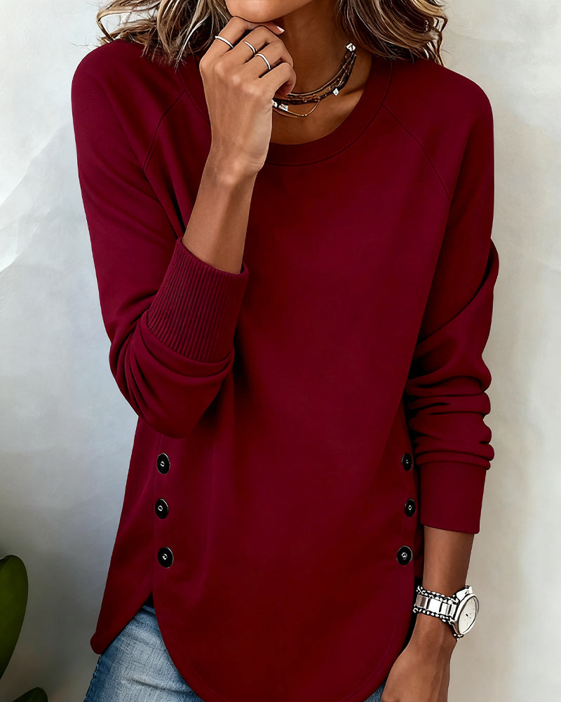 Irregular Hem Raglan Sleeve Sweatshirt