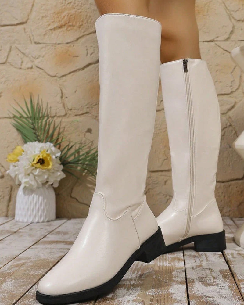 Women's Fashion Side Zipper Mid-Calf Boots