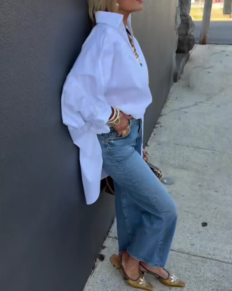 Fashion Loose Fit Collared Shirt