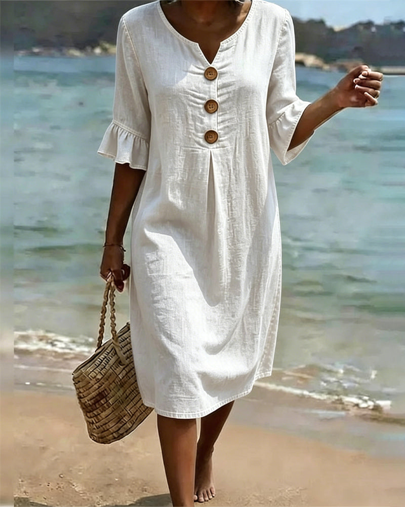 Lotus Leaf Sleeves Jeans Dress