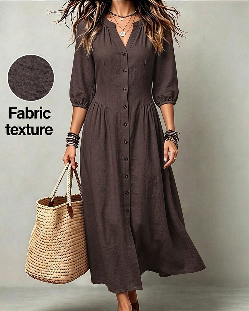 Short-Sleeve Vintage Cinched-Waist A-Line Dress
