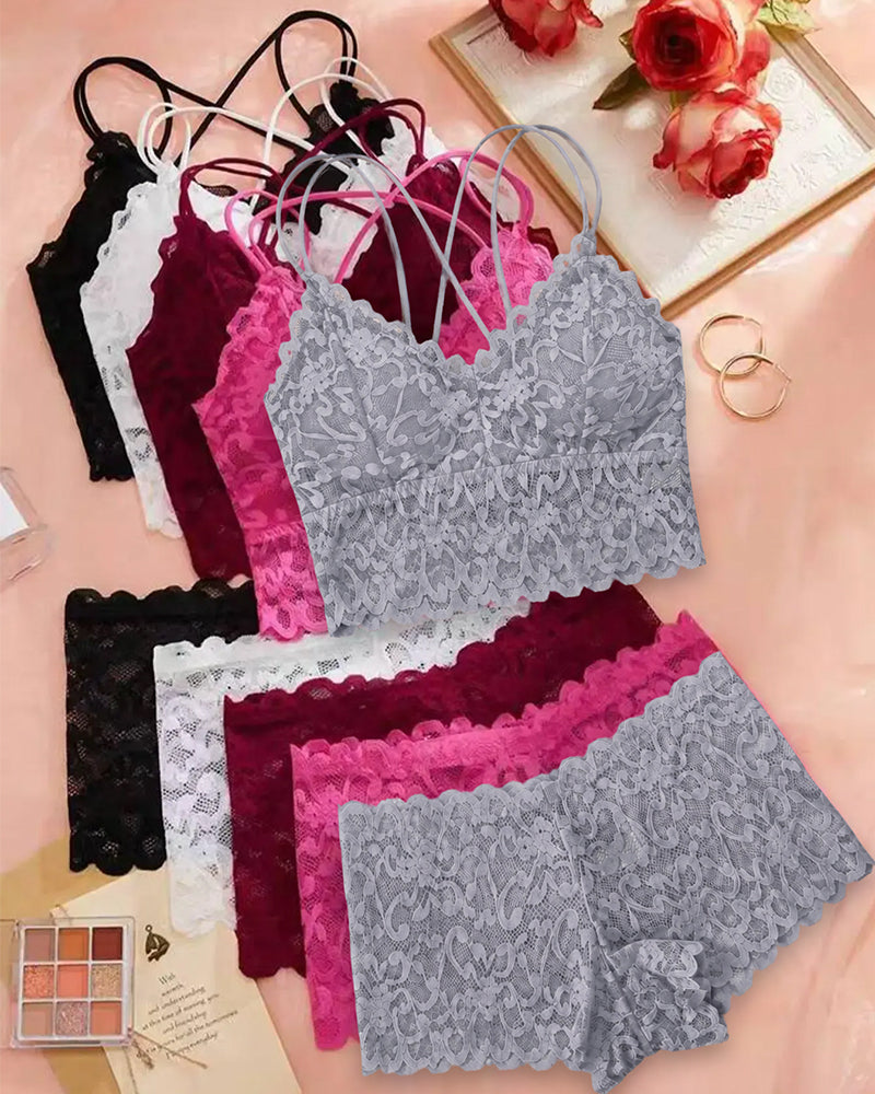 Lace Cutout Back Lingerie Set
