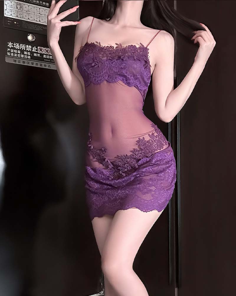 Solid Color Lace Sexy Nightgown