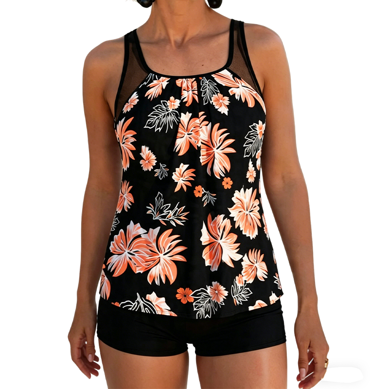 Tummy-Covering Printed Tankini