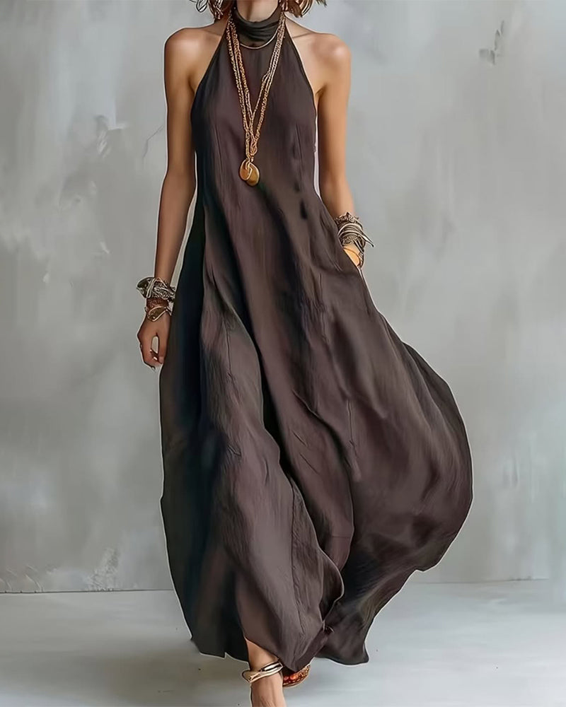 Halter Draped Premium Long Dress