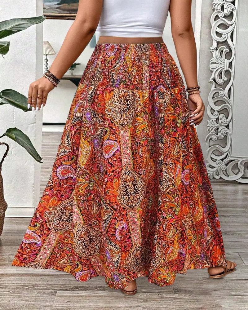 Casual High Waist Printed Skirt