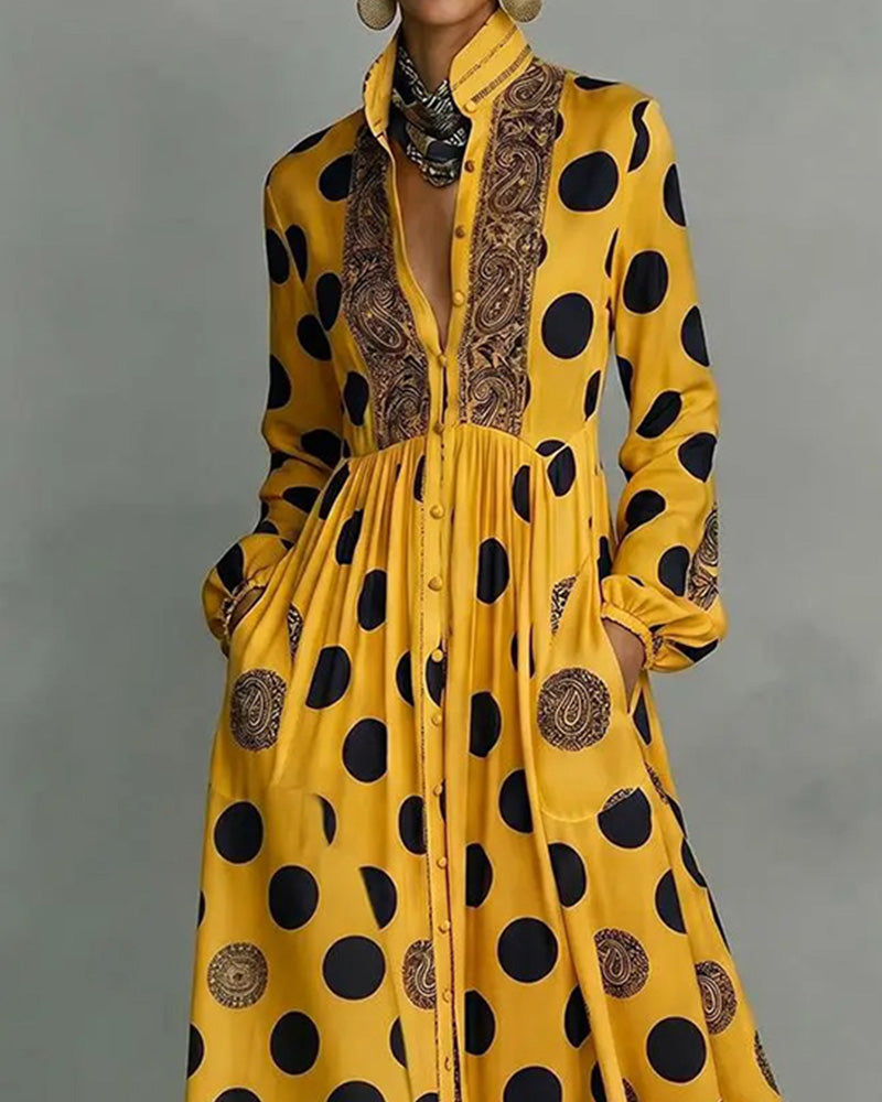 Stylish Large Polka Dot Full Skirt Dress
