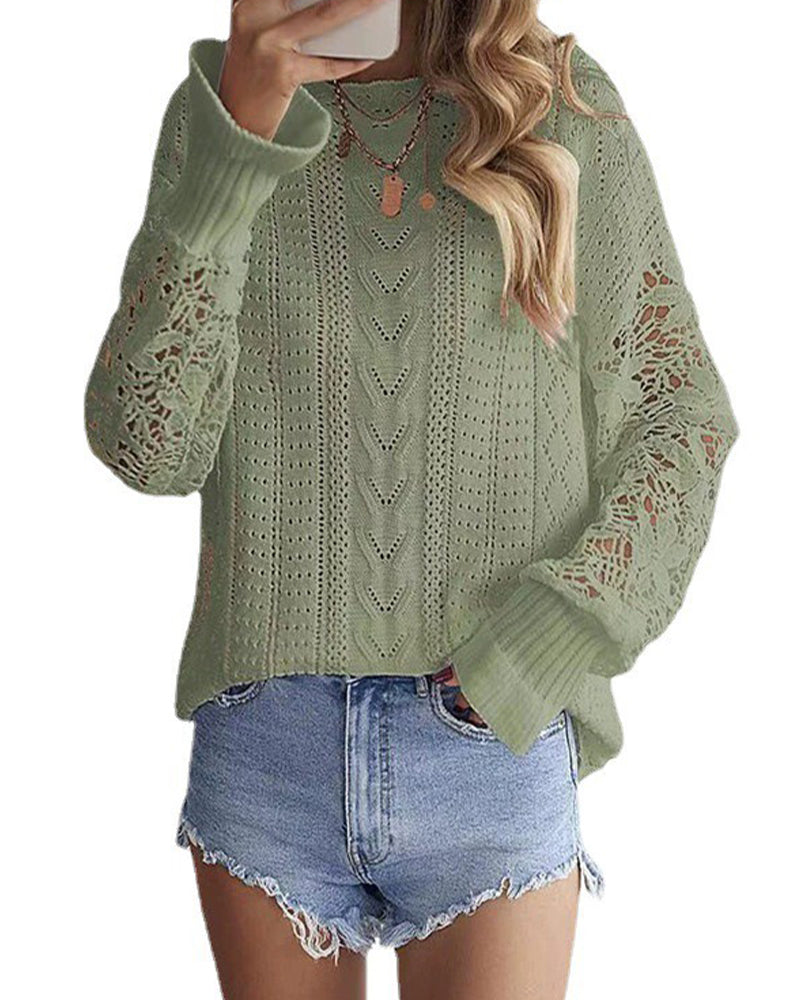 Solid Color Round Neck Pullover