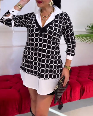 Lapel Check Print Top