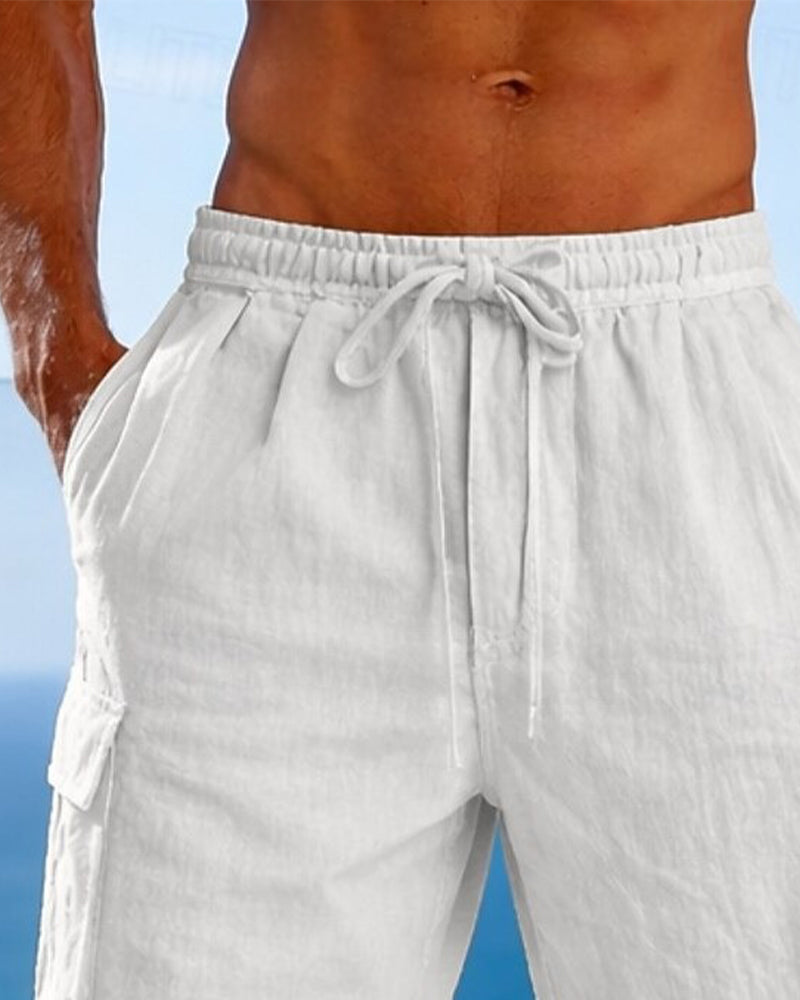 Men's Drawstring Solid Wide Leg Pant