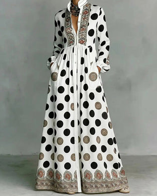 Stylish Large Polka Dot Full Skirt Dress
