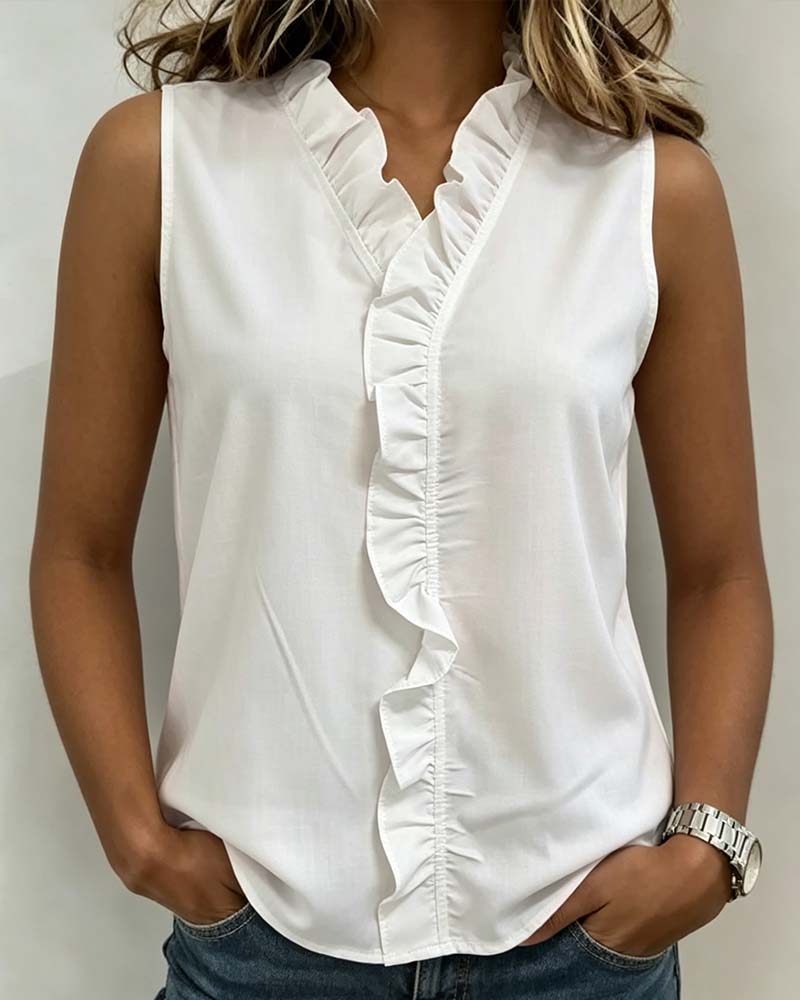 Ruffle Sleeveless Tank Top