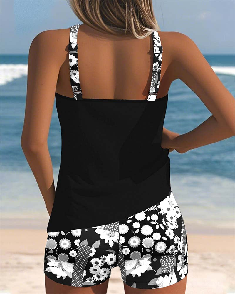 Aumora Tank Top Printed Boxer Swimsuit