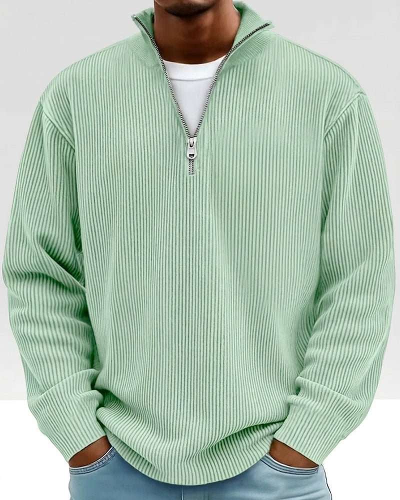 Men's Zipper Lapel Long Sleeve Sweatshirt