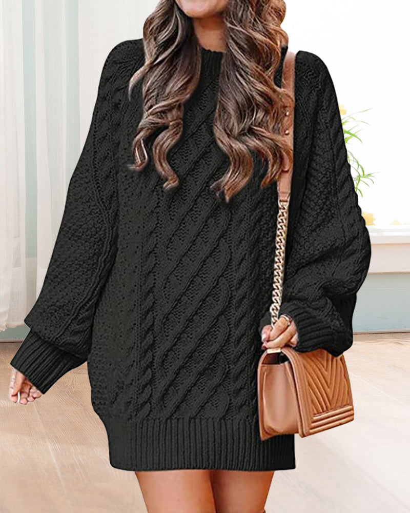 Solid color long sleeve loose pullover sweater