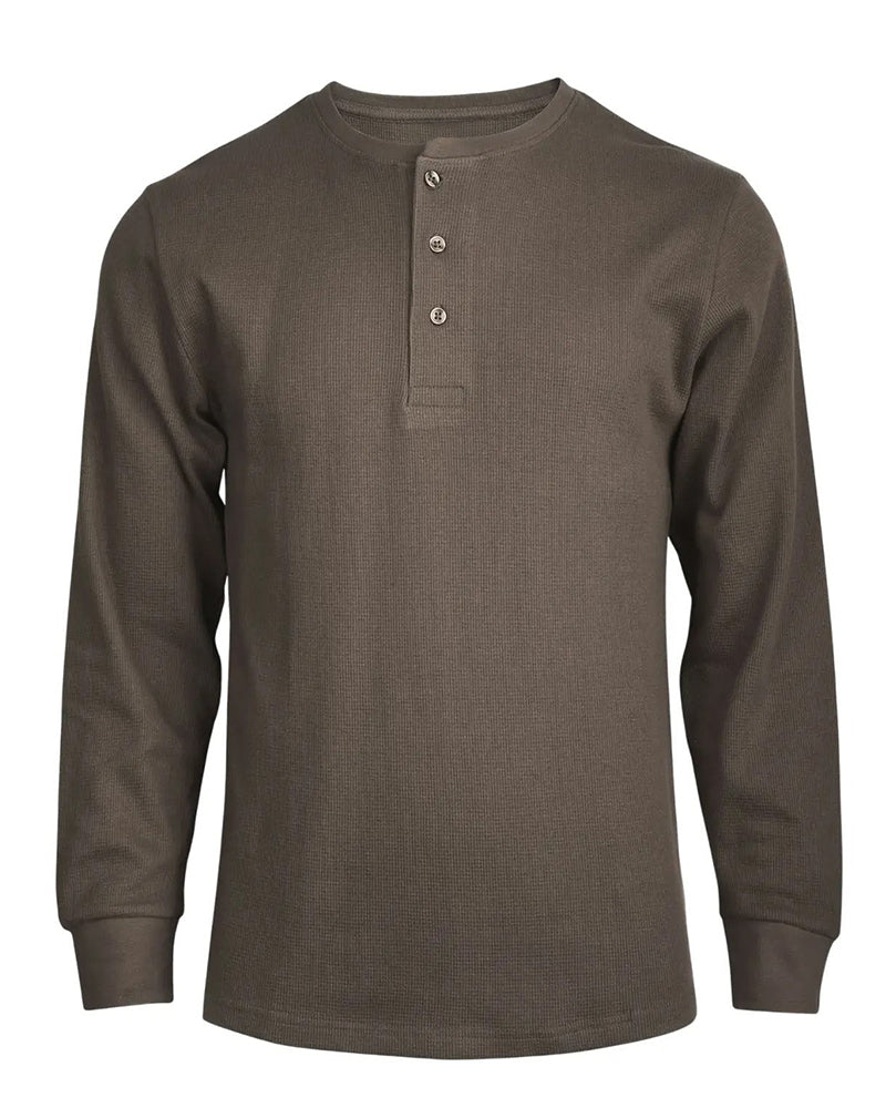 Crew Neck Henley Long Sleeve Shirt