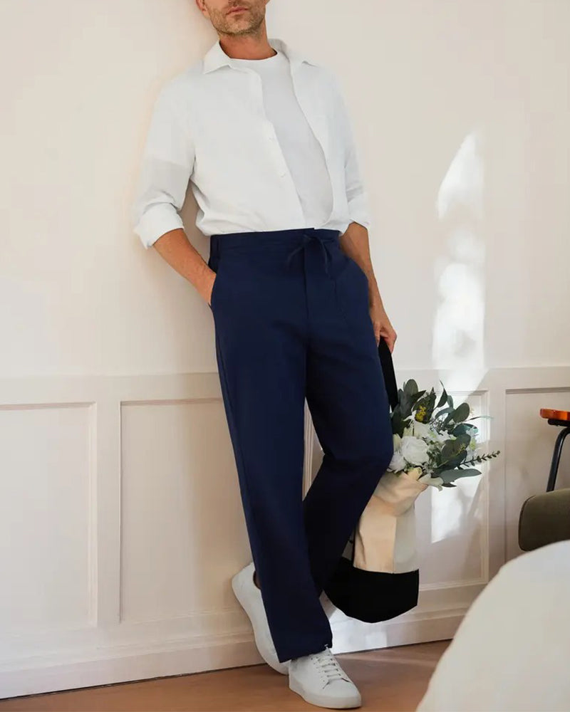 Solid Color Pocket Drawstring Beach Pant