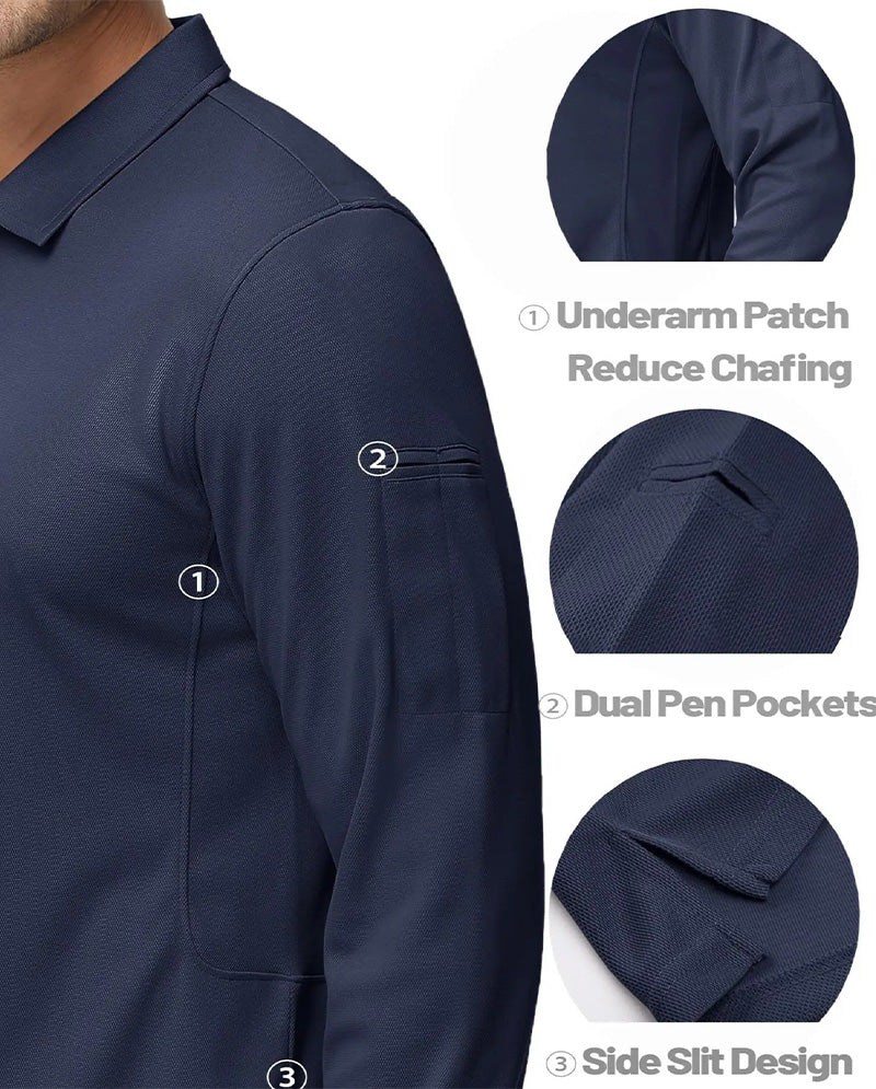 Polo Collar Long Sleeve Casual T-Shirt