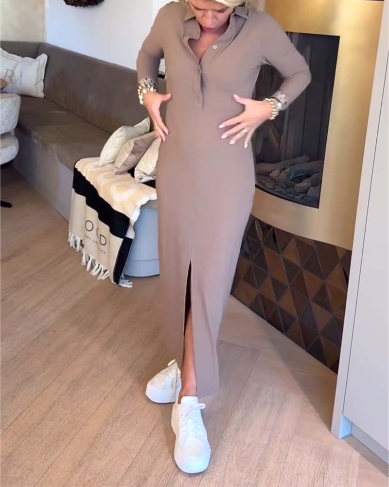 Slim-Fit Polo Neck Dress