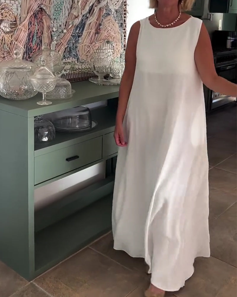 Sleeveless Loose Draped Long Dress