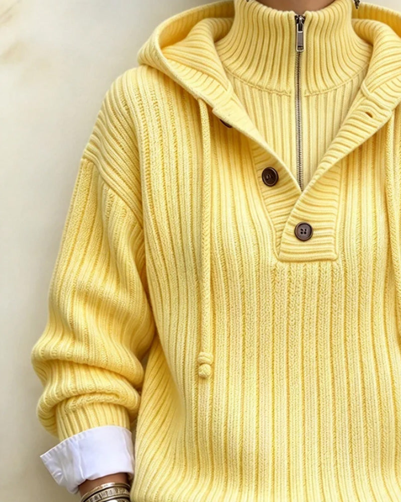 Half-Zip Hooded Drawstring Pullover