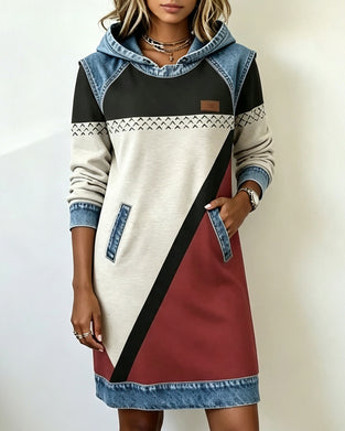 Color Block Long Sleeve Dress