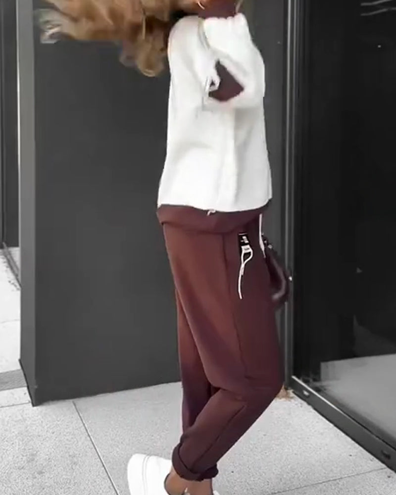 Color Block Sweatshirt And Jogger Set