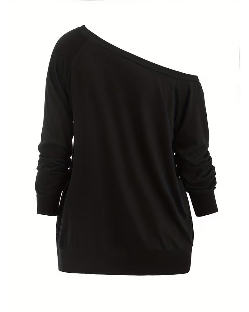 Stylish One-Shoulder Tie Blouse