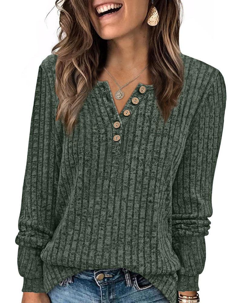 V-Neck Button Stylish Top