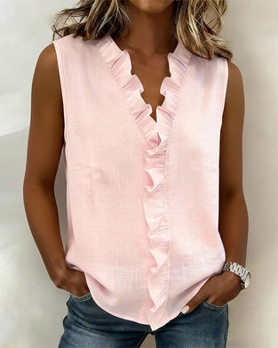Ruffled Sleeveless Tank Top
