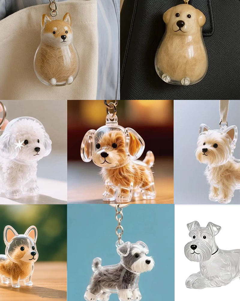 Dog Hair Keepsake Keychain - Memory Capsule Pendant