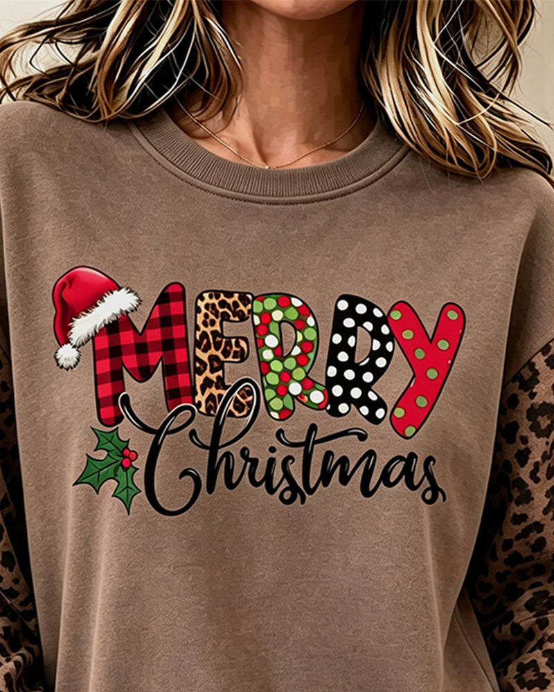 Crew Neck Leopard Print Sweatshirt