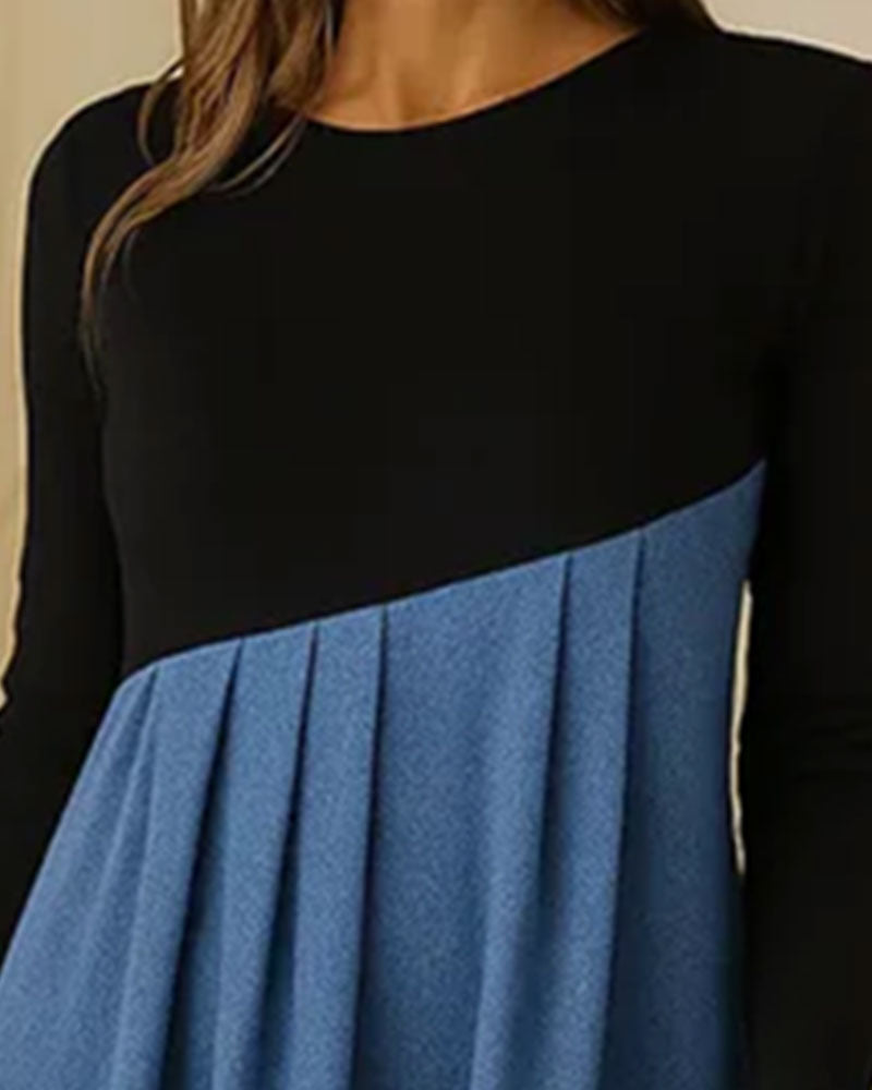 Round Neck Color Block Dress