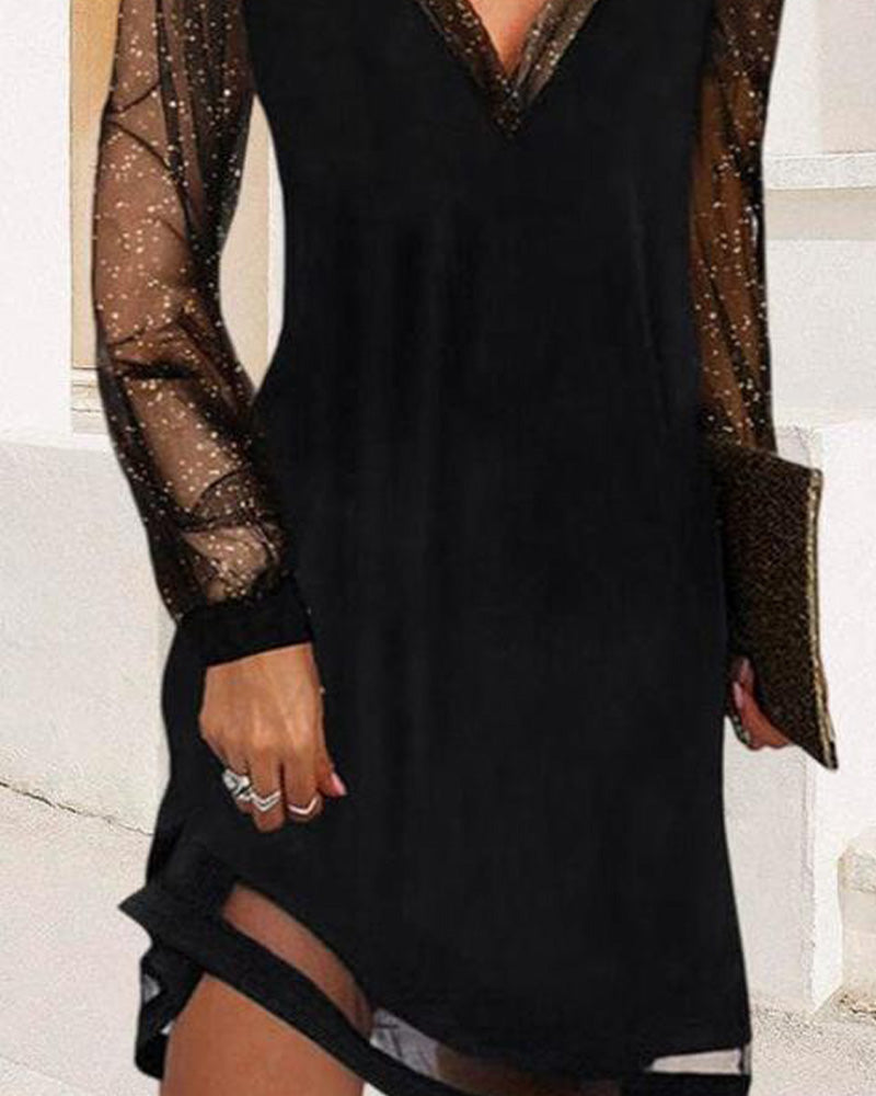 Stylish V-Neck A-Line Dress