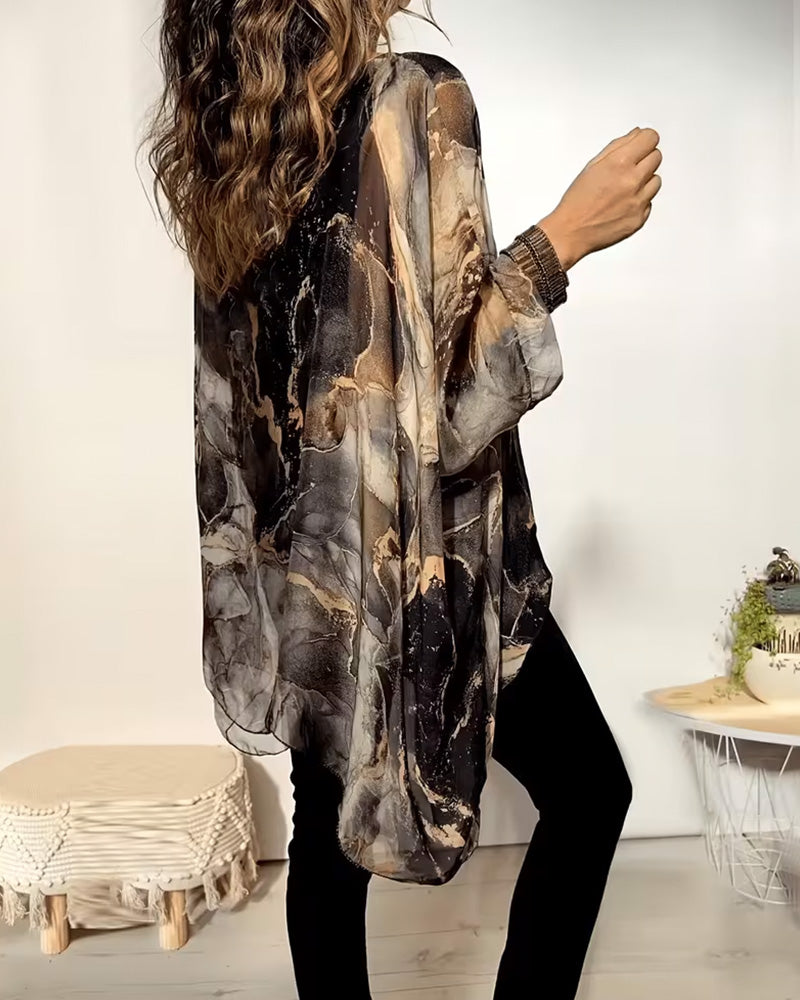 Batwing Sleeve Tie-Dye Loose Blouse