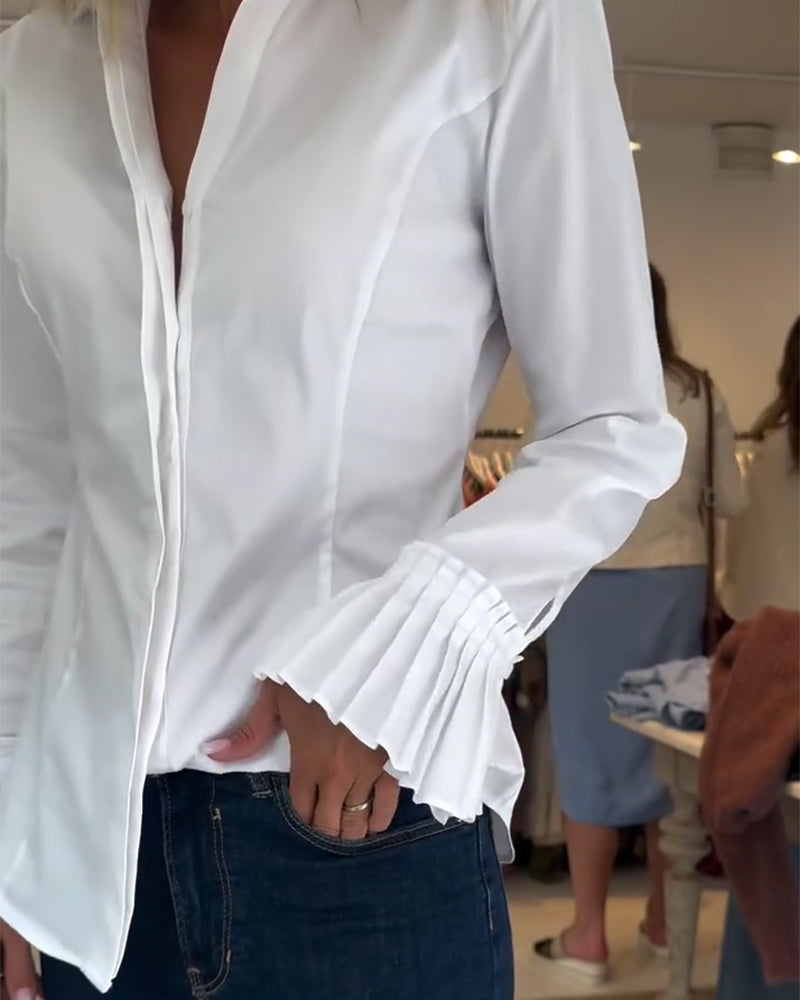 Flare Sleeve Casual Lapel Shirt