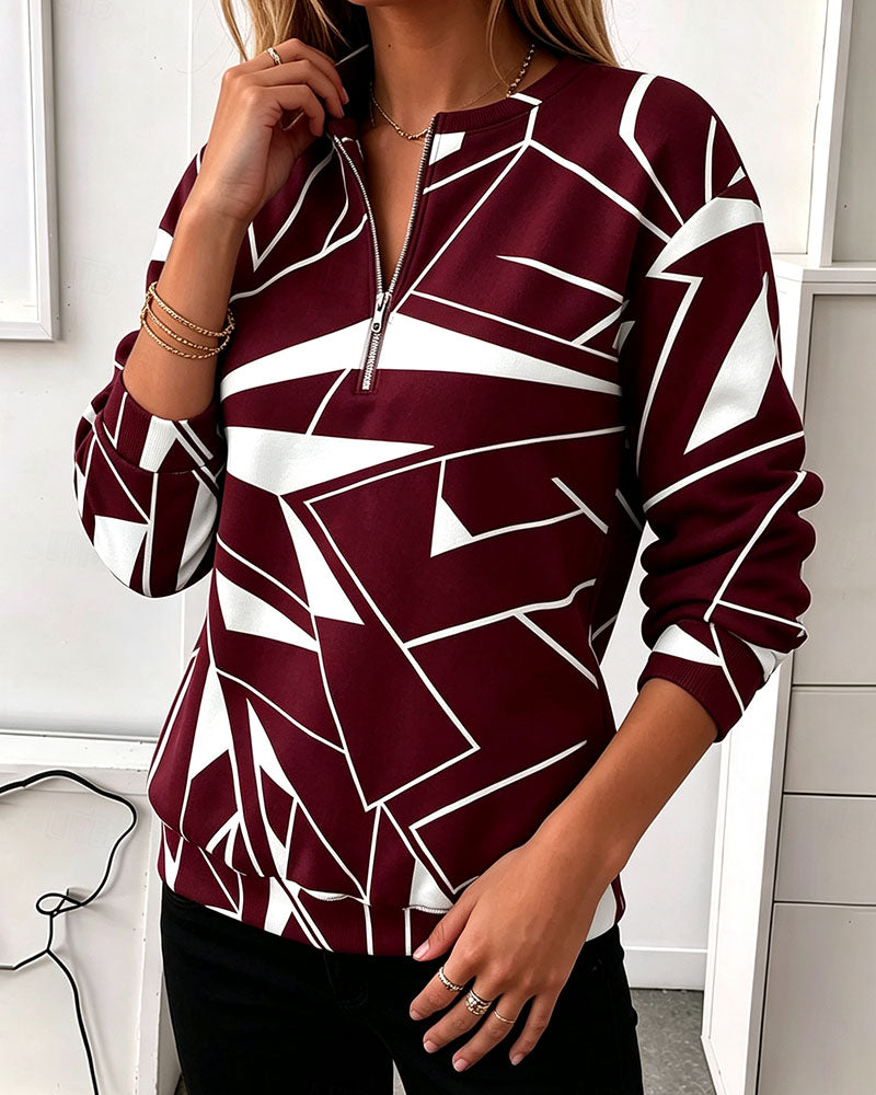 Casual Zip Long Sleeve Sweatshirt