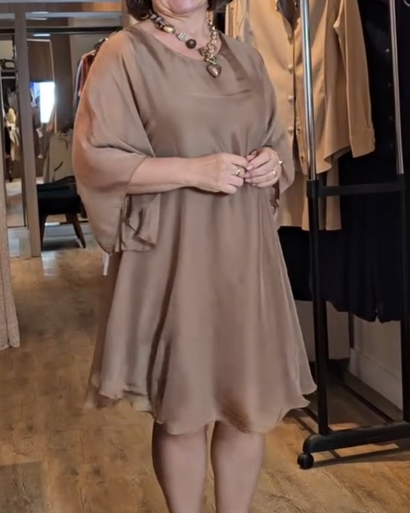 Round Neck Loose Flowing Midi Dress