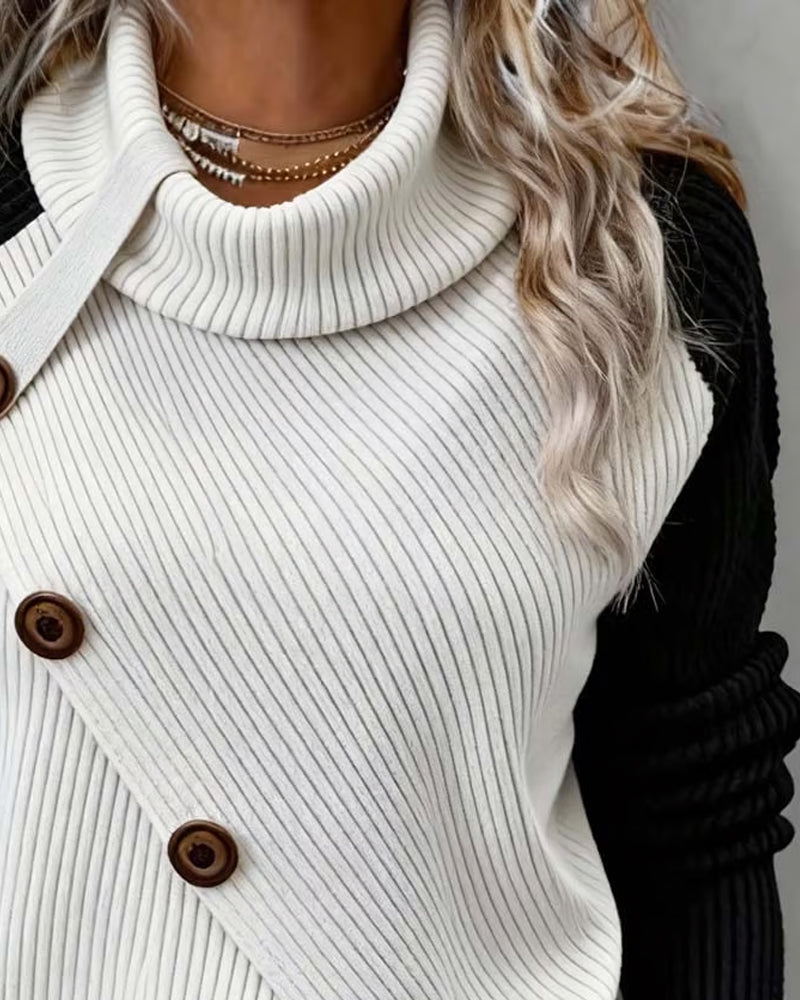 Color-Block Ribbed Sweatshirt