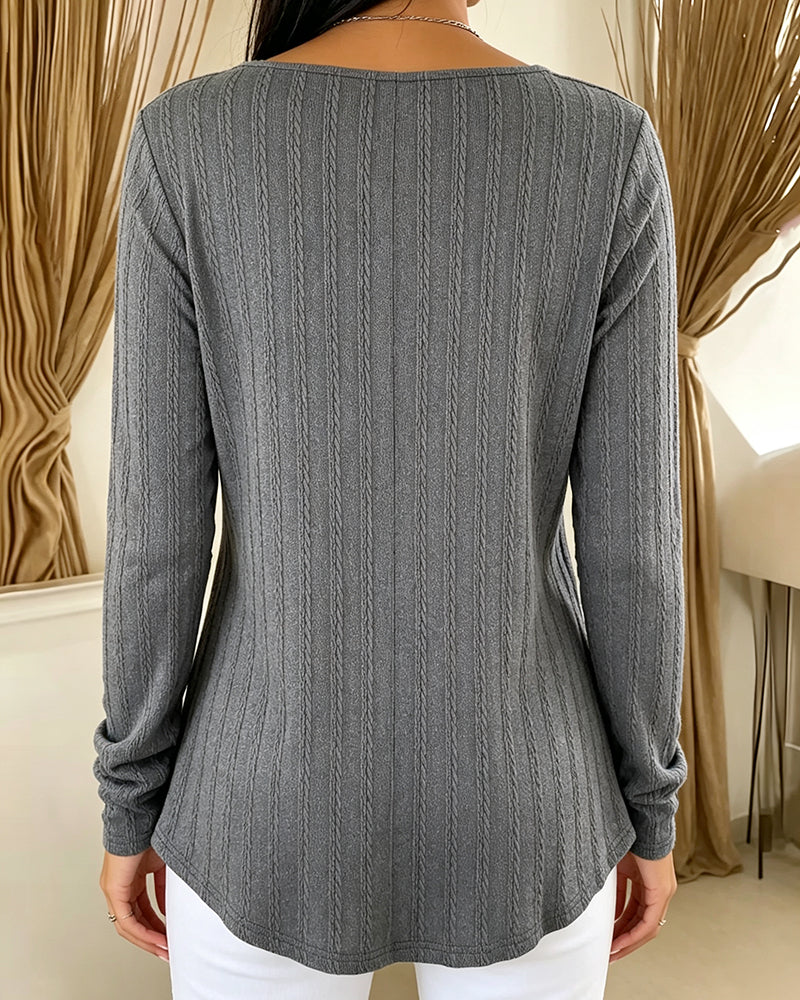 Ribbed Buckle Color Block Top
