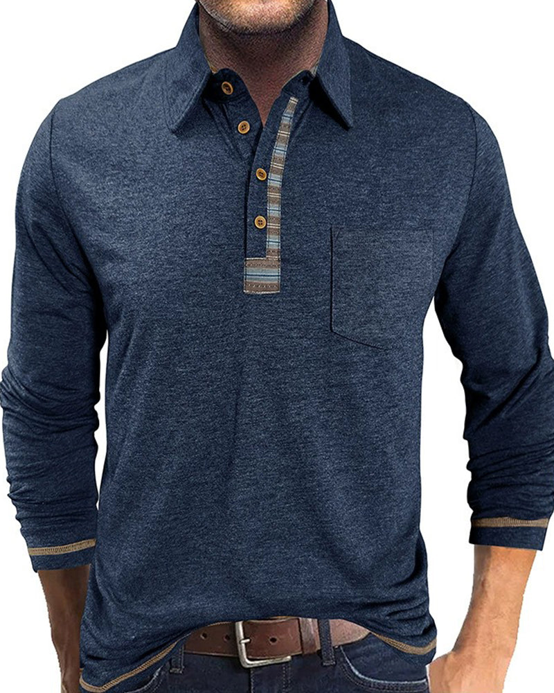 Men's Button Lapel Polo Blouse