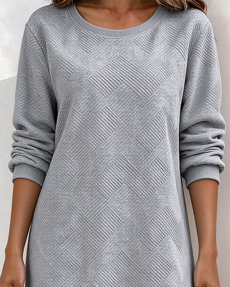 Geometric Embossed Sweatshirt Straight Dress