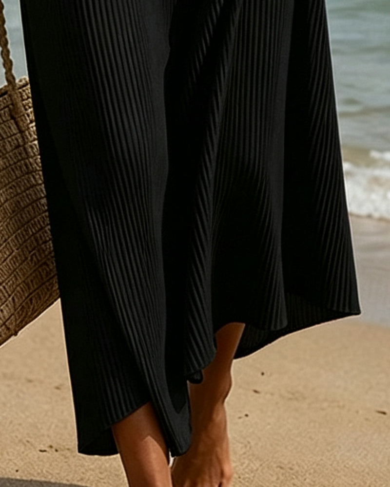 V-Neck Ruffle Leopard Patchwork Dress
