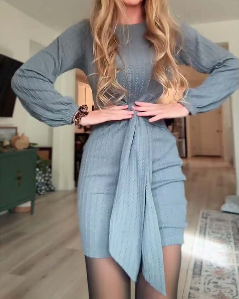 Stylish Round Neck Slim-Fit Dress