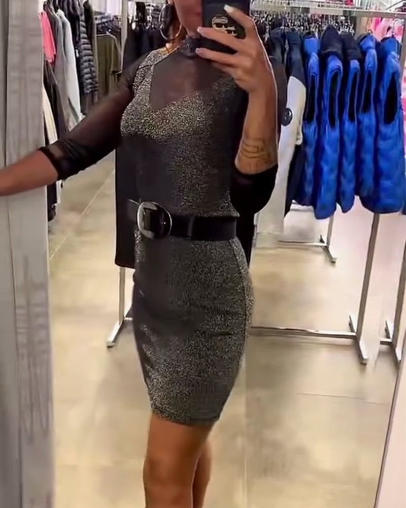 Elegant Solid Color Long-Sleeved Dress