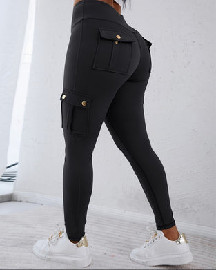 High waist quick dry pocket hip lift pants
