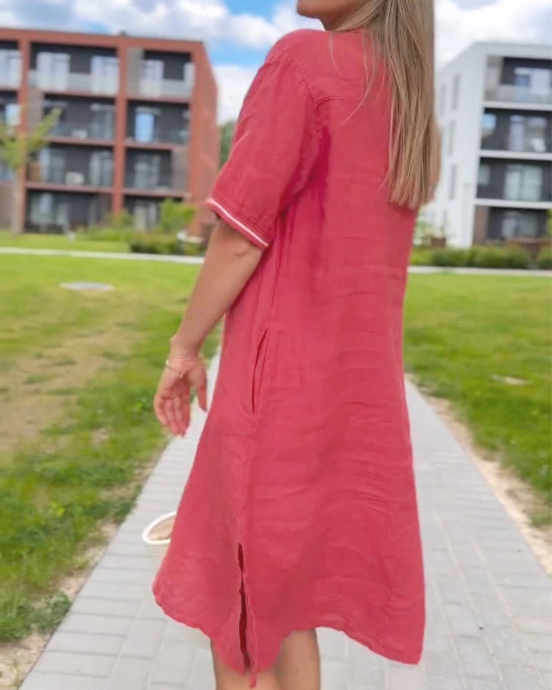 Lapel Button Casual Dress