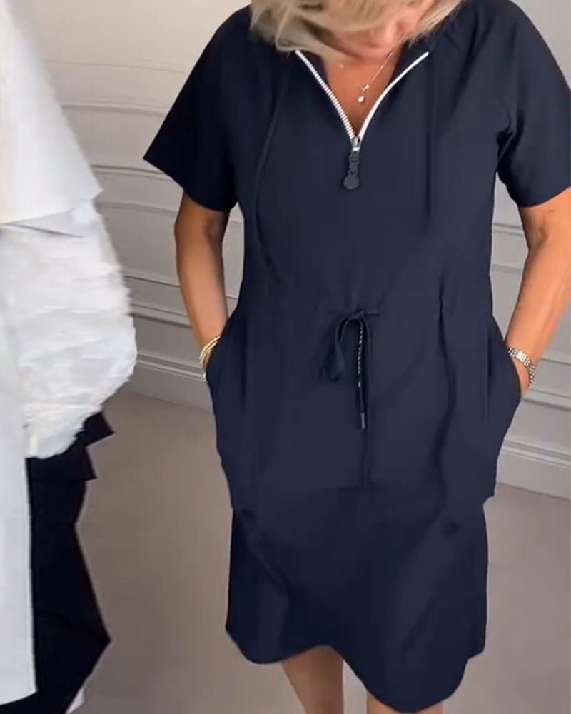 Hooded Half-Zip Sports Dress
